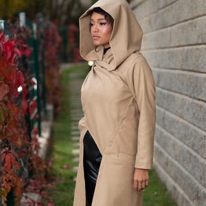 Hooded Wool Coat, Womens Coats And Jackets, Adult Costume, Wool Long Coat, Futuristic Clothing, Elven Clothing, Avant Garde Clothing