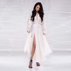 Plus Size Wedding Dress, White Maxi Dress, Boho Wedding Dress, Plus Size Clothing, Long Sleeve Dress, Formal Bridal Gown, White Dress
