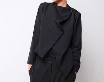 Veste asymétrique, Cardigan noir, Vêtements pour femme, Veste noire pour femme, Vêtements grande taille, Cardigan court pour femme, Cardigan confortable