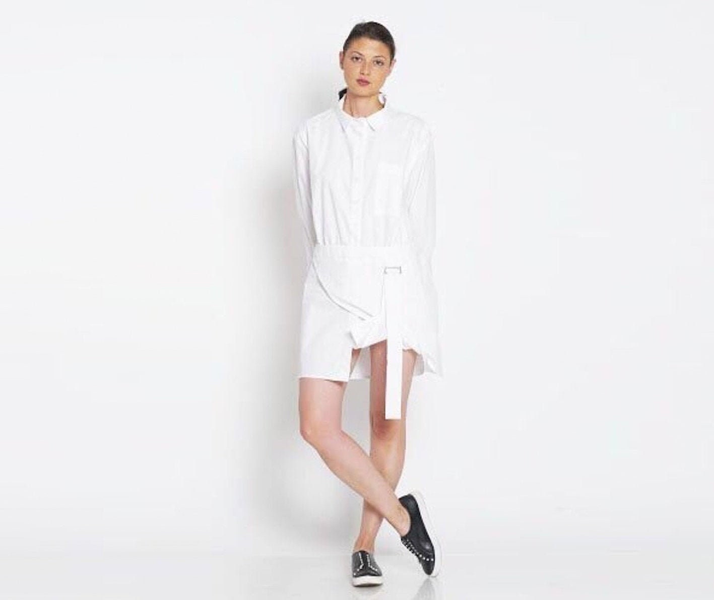 white short shirt dress