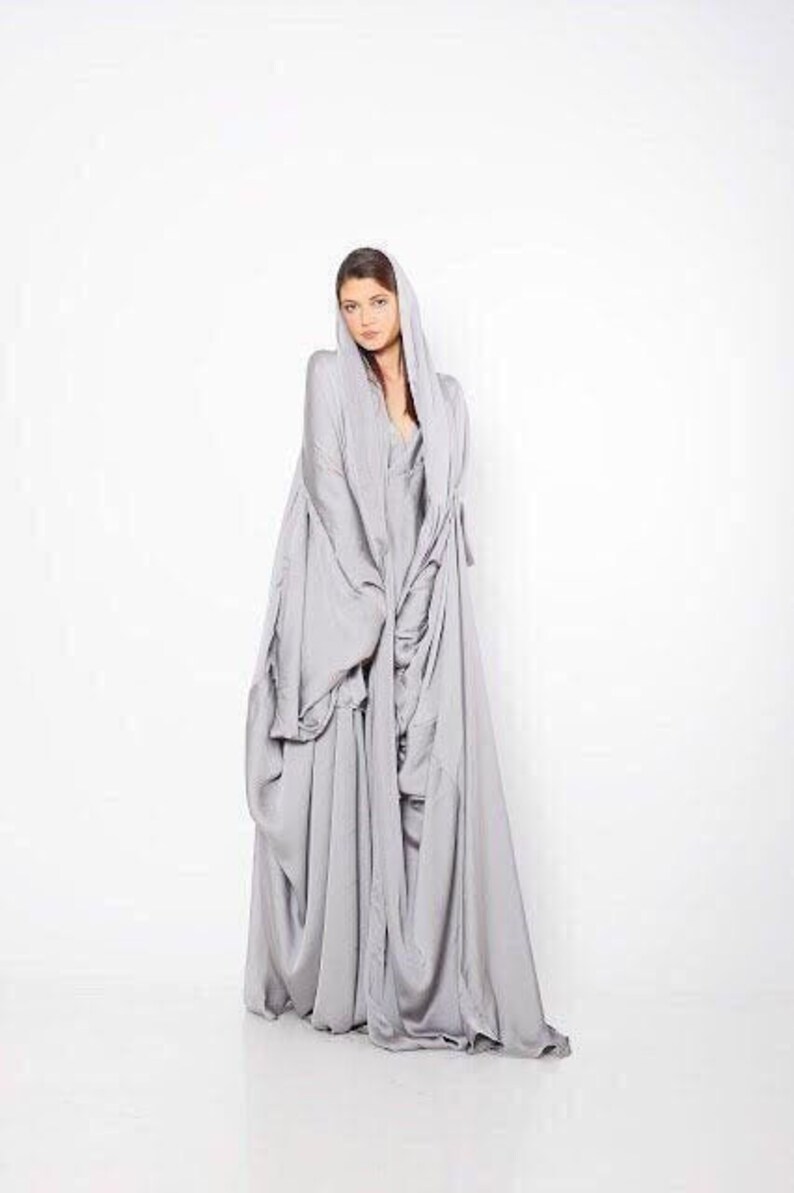 Boho Maxi Dress, Silk Dress For Women, Plus Size Abaya Dress, Bohemian Clothing, Hooded Maxi Dress, Loose Kaftan Dress,Oversized Abaya Dress 