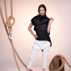 Avant Garde Tunic, Party Top, Futuristic Clothing, Deconstructed Top, Black Asymmetrical Top, Loose Top, Occasion Clothing, Womens Clothing