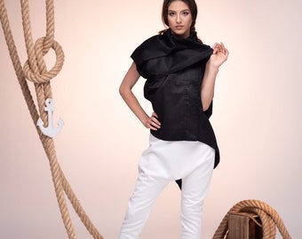 Avant Garde Tunic, Party Top, Futuristic Clothing, Deconstructed Top, Black Asymmetrical Top, Loose Top, Occasion Clothing, Womens Clothing