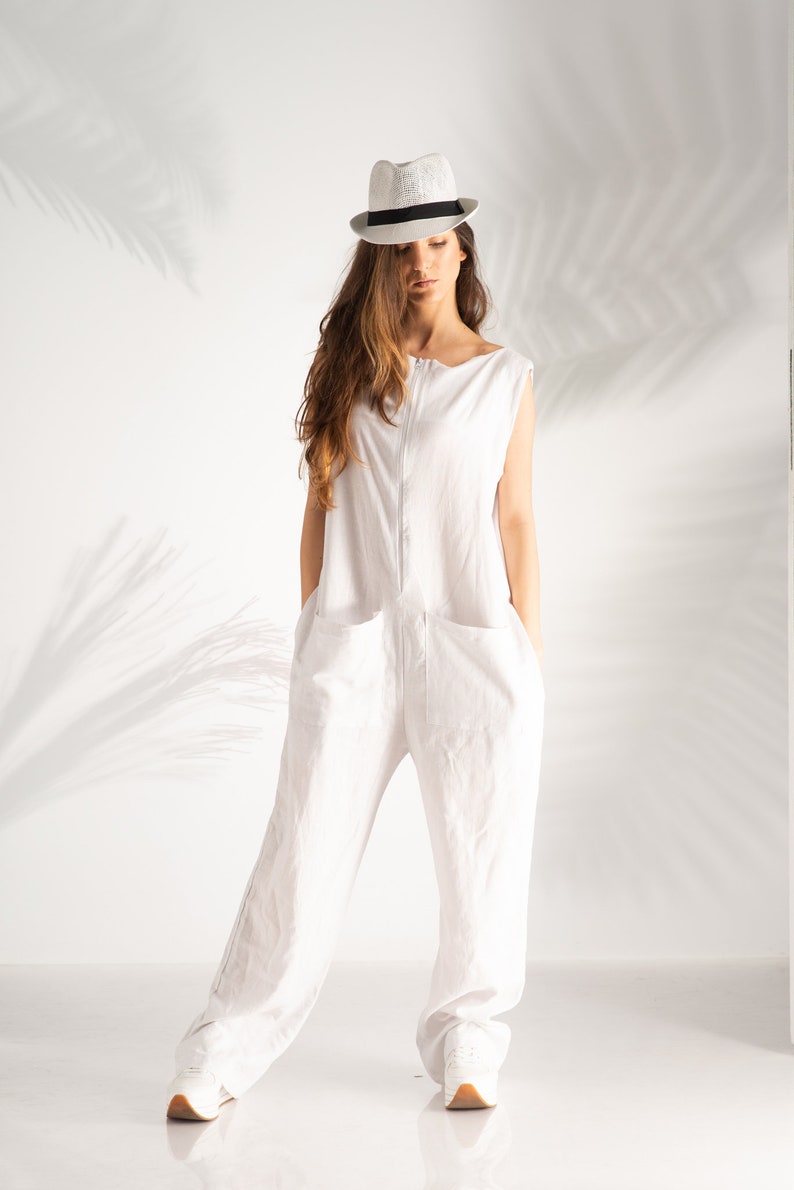 white linen romper womens