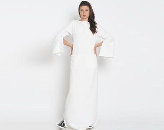 White Temple Dress, Wedding Dress, Women Dress With Sleeves, Plus Size Clothing, White Maxi Dress,Modest White Dress, Wedding Dress