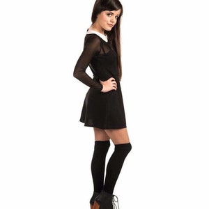 Wednesday costume dress for party, perfect black dress with white collar for costume or cosplay image 4