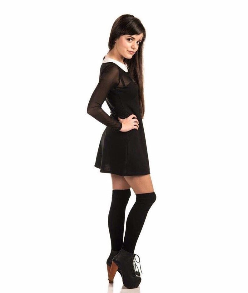 Wednesday costume dress for party, perfect black dress with white collar for costume or cosplay image 4