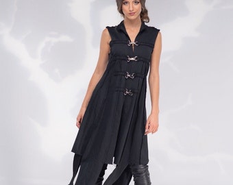 Fall Style Women Vest - US PREPAID TARIFFS - Steampunk Clothing, Cyberpunk Cotton Womens Clothing, Futuristic Vest, Hand Tailored Top