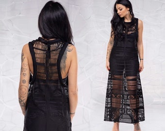 Sheer Dress, Black Lace Dress, Maxi Dress, Black Kaftan, Womens Clothing, Extravagant Dress, Evening Party Dress, Sexy Dress, Avant Garde
