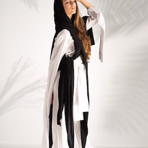 Hooded Cardigan, Asymmetric Top, Cyberpunk Clothing, Black Cardigan, Dystopian Clothing, Post Apocalyptic, Plus Size Clothing, Techwear