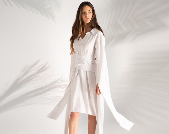 log omfattende varme White Kimono Dress Linen Dress Plus Size Wedding Dress - Etsy