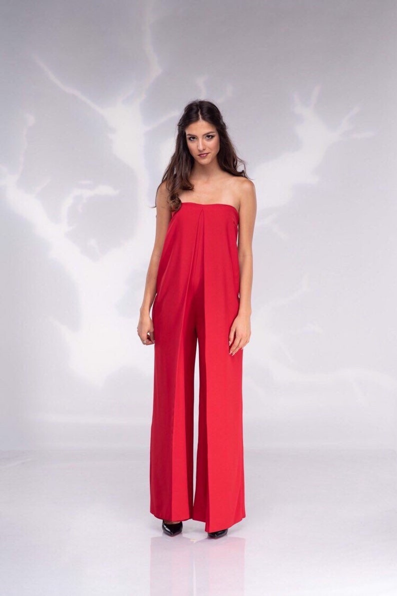 Red Jumpsuit Plus Size Jumpsuit Elegant Red Overall off Etsy Australia