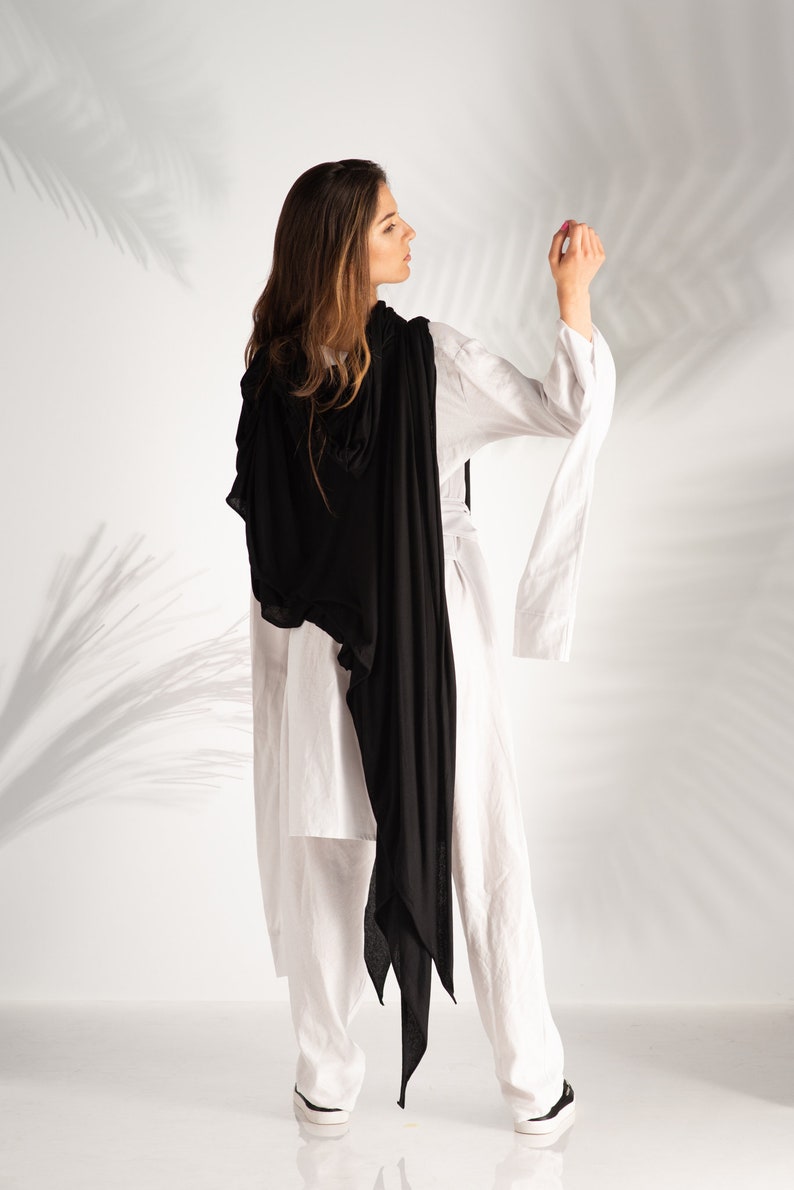 Robe kimono blanche, Robe en lin, Robe de mariée grande taille, Robe ample en lin, Robes de mariée d'été, Robe en lin blanche, Vêtements de vacances image 6