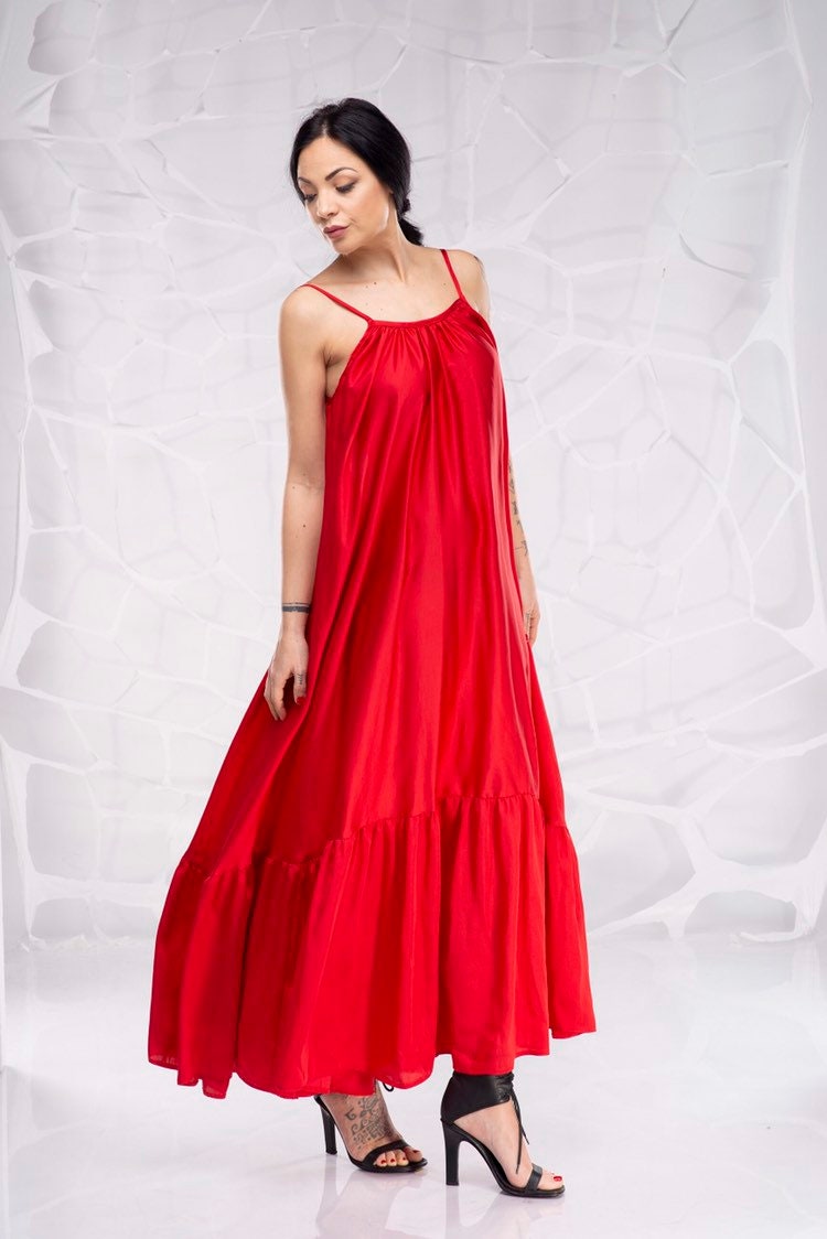 Red Maxi Dress Plus Size Maxi Dress Red Flamenco Dress Silk - Etsy Canada