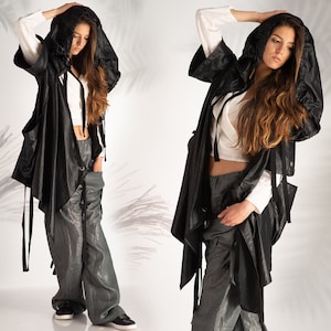 Black Post Apocalyptic Clothing, Hoodie Jacket, Steampunk Clothing and Accessories, Plus Size Clothing, Extravagant Hoodie, Womens Clothing