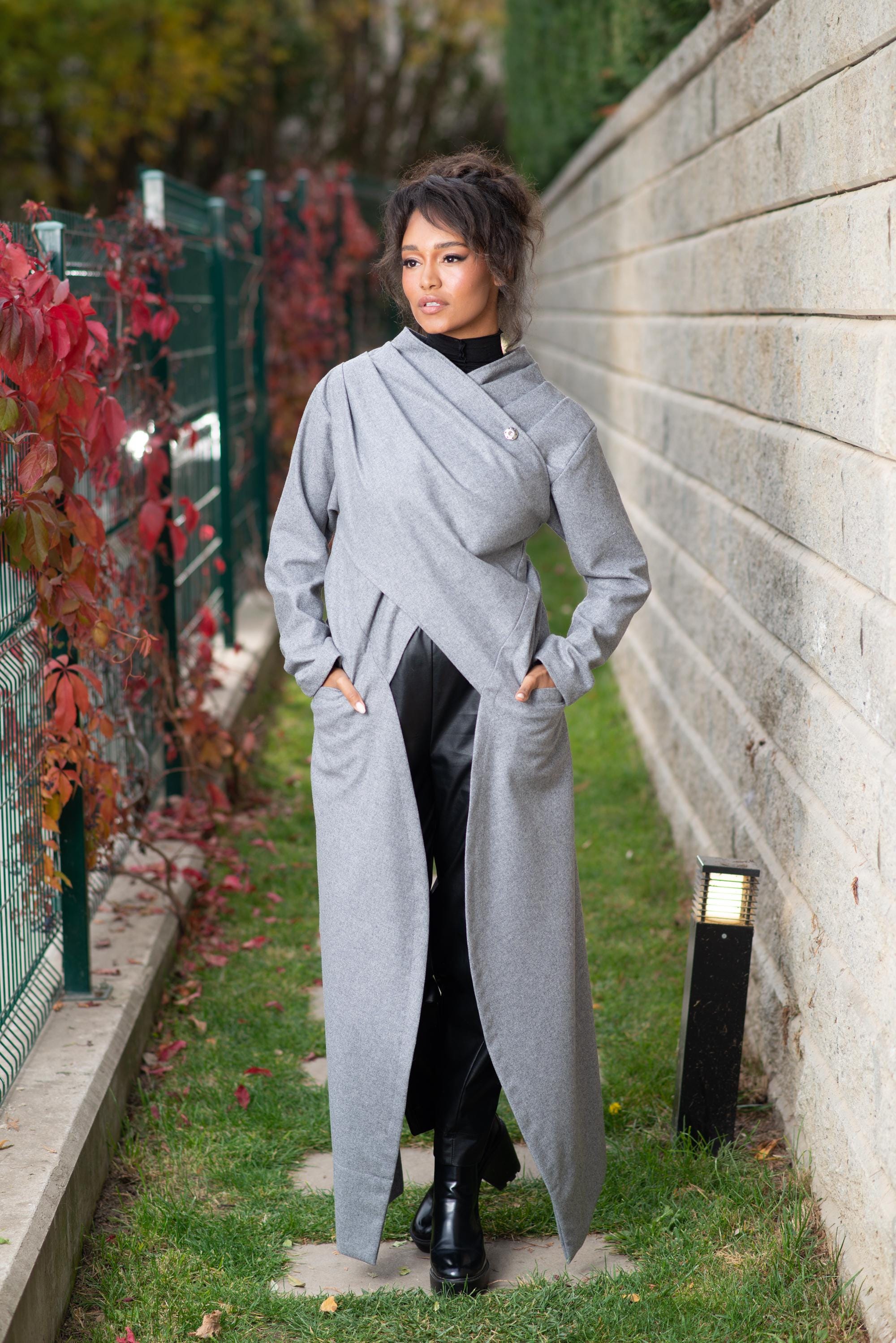 Wool Long Coat, Avant Garde Jacket Coat, Futuristic Clothing