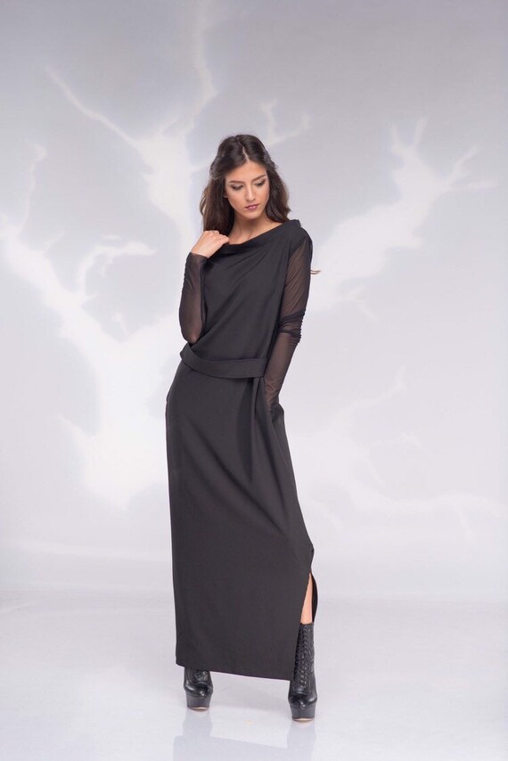 long black chiffon dress plus size
