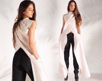 Avant Garde Clothing Linen Top -US PREPAID TARIFFS- Womens Clothing, Summer Style, Futuristic Clothing, Cyberpunk Linen Clothing,Linen Tunic