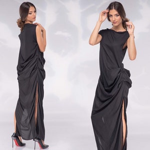 Black Formal Dress, Wedding Guest Dress, Black Tie Dress, Avant Garde Dress, Long Evening Dress, Cocktail Maxi Dress, Womens Clothing