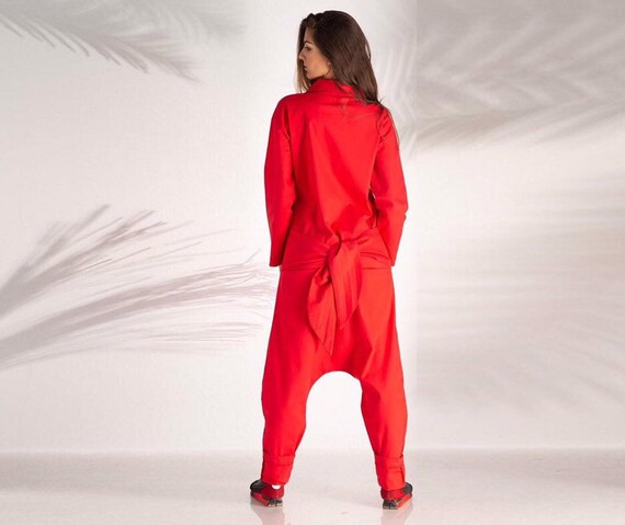 red plus size jumpsuit