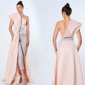 Formal Dress, Wedding Guest Dress, Cocktail Dress, Plus Size Clothing, Pink One Shoulder Dress, Maid Of Honor Dress, Avant Garde Clothing