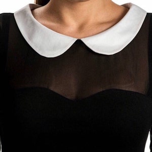 Wednesday costume dress for party, perfect black dress with white collar for costume or cosplay image 2