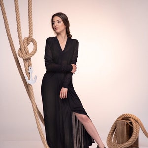 Avant Garde Dress, Gothic Wedding Guest Dress, Black Maxi Dress, Floor Length Dress, Plus Size Clothing, Black Gown, Evening Occasion Dress