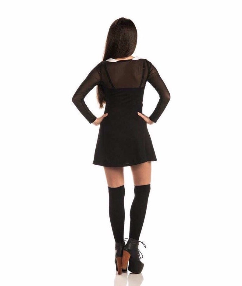 Wednesday costume dress for party, perfect black dress with white collar for costume or cosplay image 3