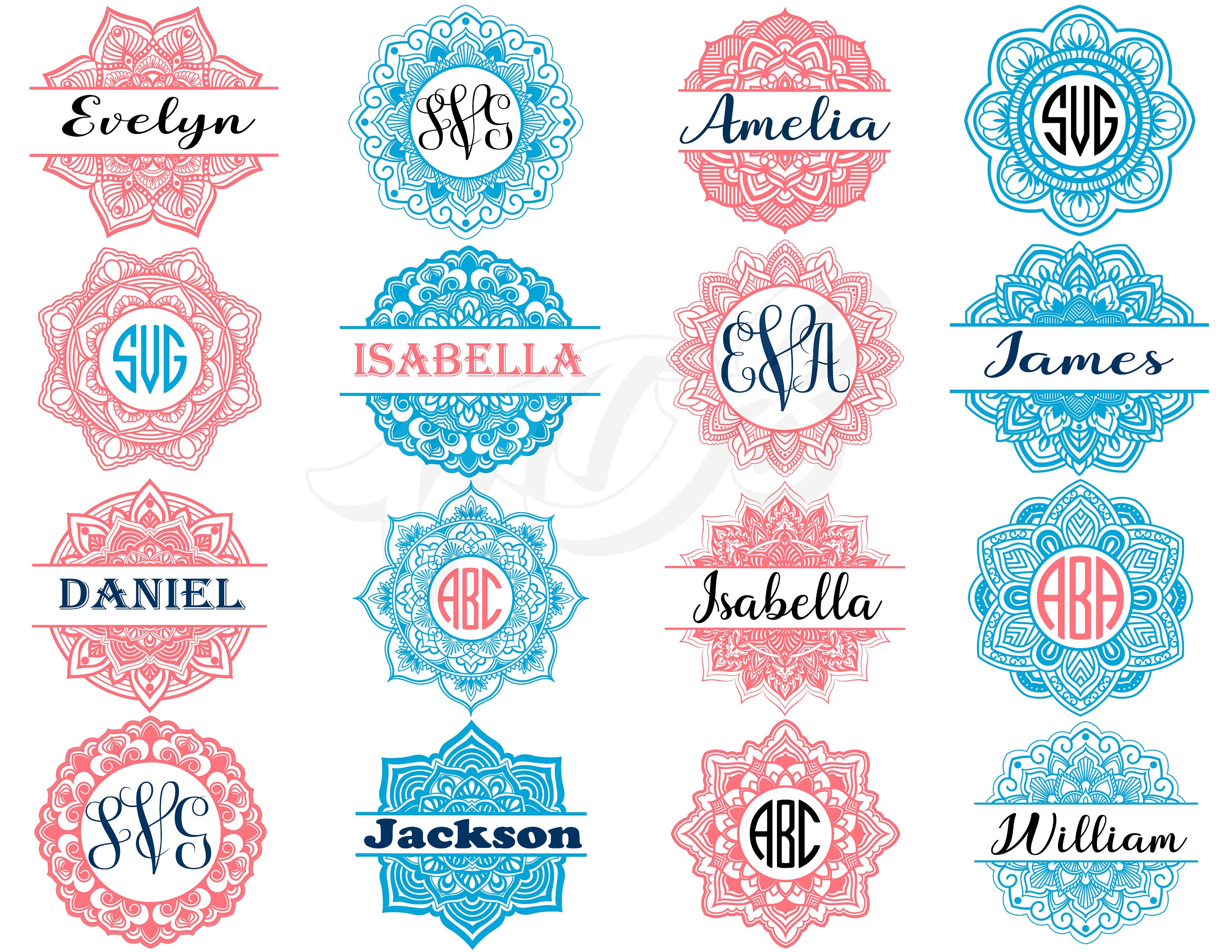 Download Mandala Bundle Svg Mandalas Svgmandala Monogram Frame Svg Etsy