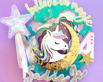 Unicorn cake topper, unicorn birthday theme, unicorn party decor, magical unicorn, rainbow party decoration,