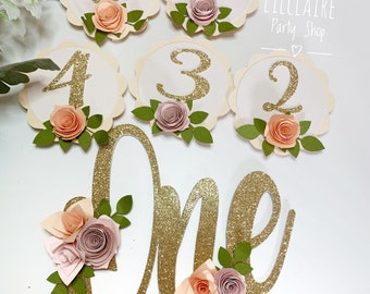 Floral One Cake Topper, Girl First Birthday, Smash Cake