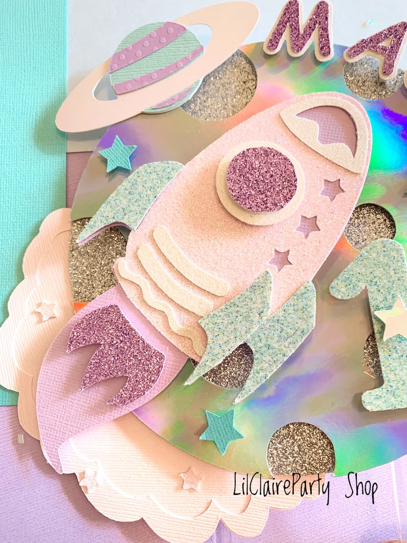 Rocket Ship Cake Topper Outer Space Birthday Party Astronaut - Etsy
