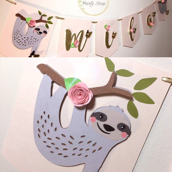 Banderin De Oso Perezoso Guirnalda De Oso Perezoso Fiesta De Etsy