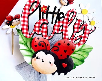 Ladybug Cake Topper, Little Lady Cake Topper, Ladybug Birthday Decorations , First Birthday, Ladybug Birthday Party, Little Lady Baby Shower