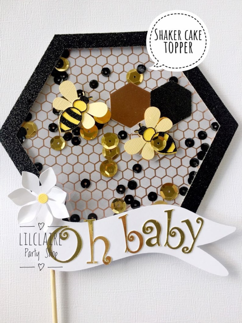 Bumble Bee Baby Shower Cake Topper Bee Theme Birthday Party image 1