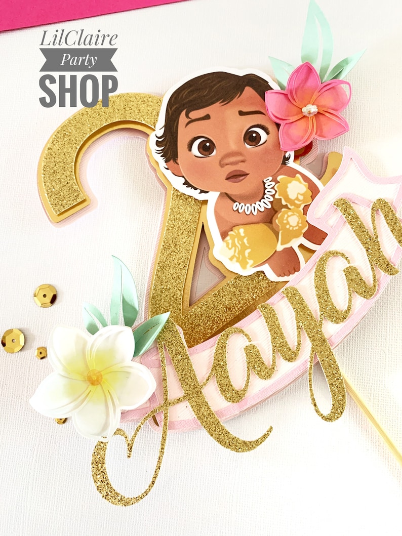 Baby Moana Cake Topper Moana Birthday Theme Baby Moana Party Decor Banners Signs Party Decor