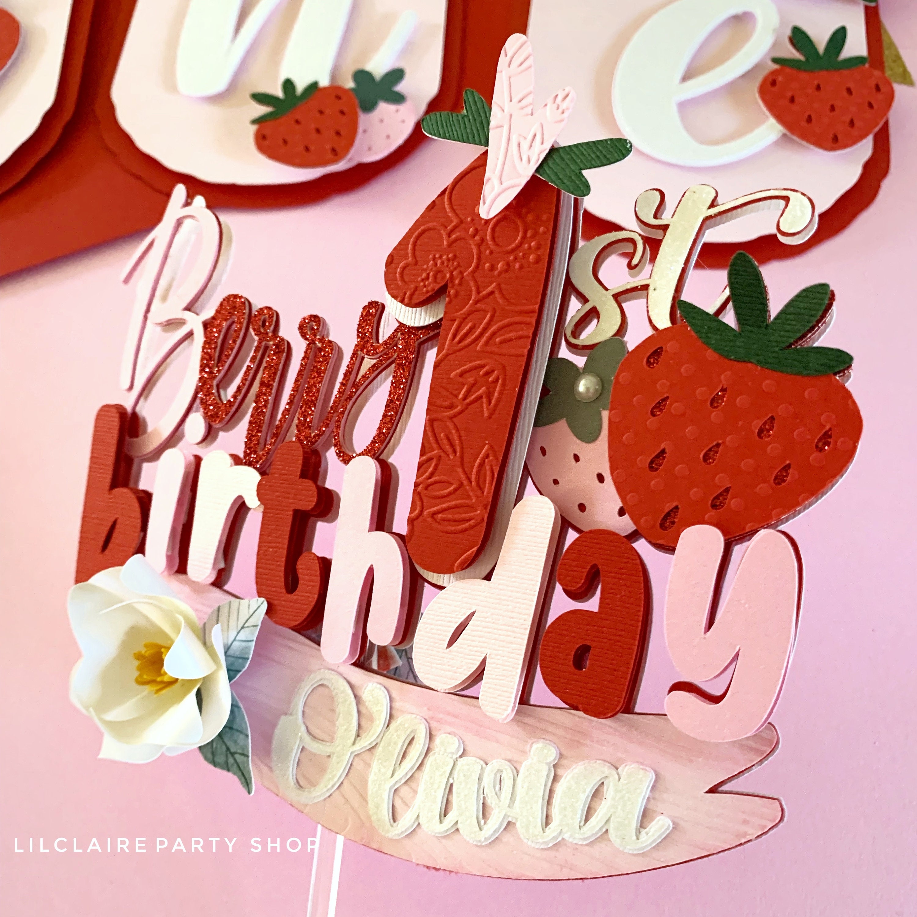 Strawberry Cake Topper Berry First Birthday Strawberry - Etsy