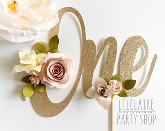 Floral ONE Cake Topper, Boho First Birthday
