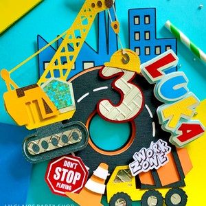 Construction cake topper, Construction Birthday Theme, Excavator cake topper, Truck Birthday Party, Dump Truck Party