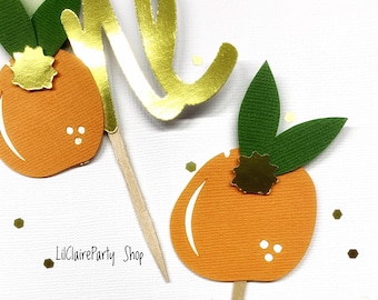 Little Cutie themed Cupcake Toppers, Orange Themed Cupcake Toppers, Little Cutie themed First Birthday , Clementine cupcake toppers