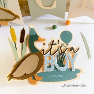 Mallard Baby Shower,  Duck Cake Topper, It’s a boy cake topper, Lucky Duck Party Decor, Mallard duck hunting