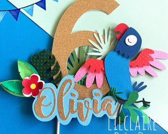 Parrot Cake Topper, Toucan cake topper, Tropical cake topper, Tropical birthday, Parrot birthday party, Jungle party, Tropical party theme