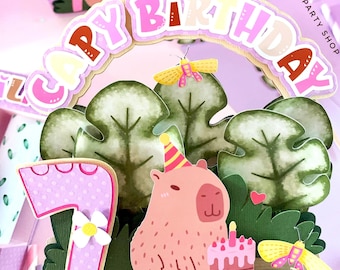 Capybara Birthday Cake Topper & Cupcake Toppers