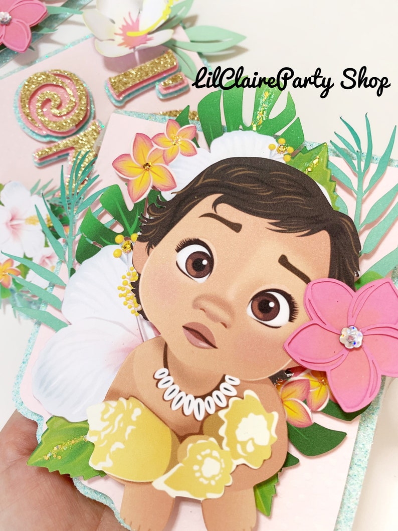 Baby Moana Cake Topper Moana Birthday Theme Baby Moana Party Decor Banners Signs Party Decor