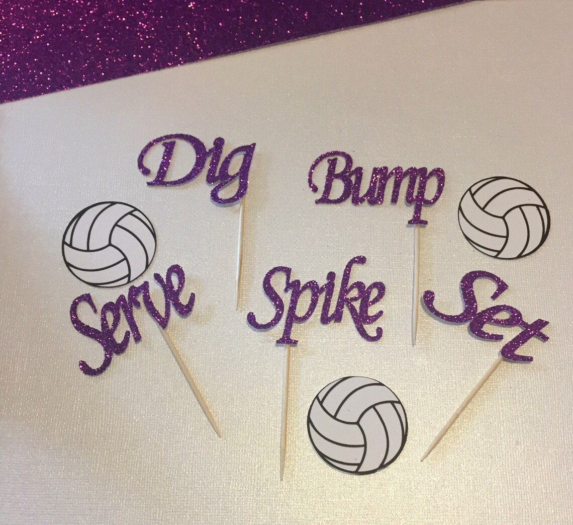 Volleyball Cupcake Toppers Volleyball Topper Volleyball Etsy