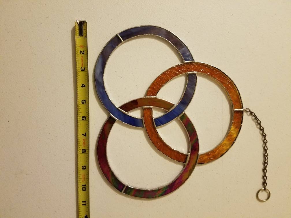 Stained Glass Leaded Intersecting Rings Home Decor Window Etsy