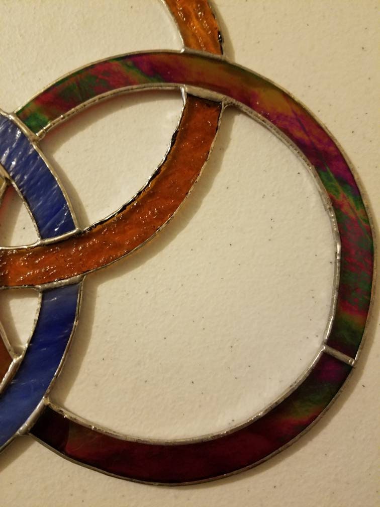 Stained Glass Leaded Intersecting Rings Home Decor Window Etsy