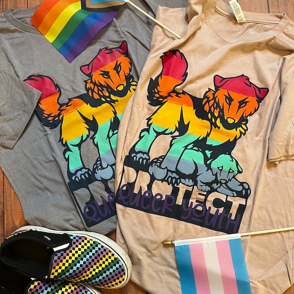 Protect Queer Youth Screen Printed Graphic Tee, Furry Pride Accessory, Activist, Unique Fursuit Apparel, Fandom Gift