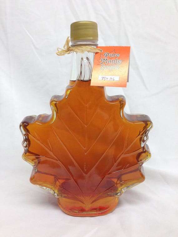 Large Maple Leaf Maple syrup in glass bottle Etsy