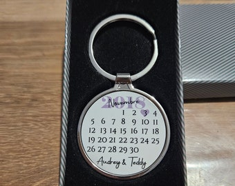 Personalized key ring / meeting date key ring